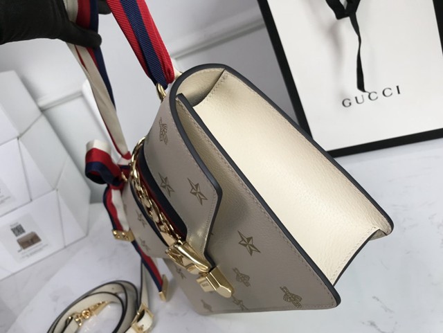 Gucci經典款女包 524405 古馳Sylvie肩背包 明星同款 金色蜜蜂星星 Gucci斜挎女包  gqy3662